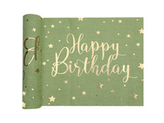 Runner de măsline Happy Birthday - 28 cm x 3 m - 1 buc.