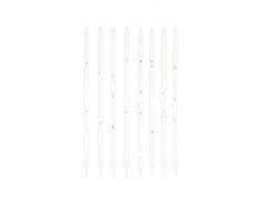 Lumânări lungi albe și aurii - 15 cm - 8 buc.