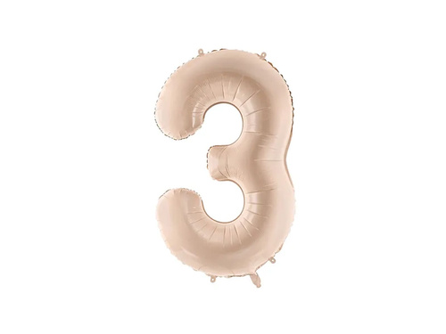 Balon din folie numărul 3 bej închis - 72 cm - 1 buc.