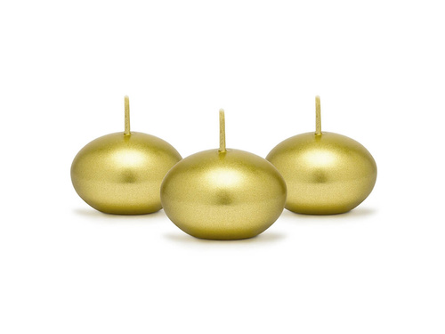 Lumânare cu disc plutitor metalizat, 40 mm, aurie