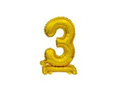 Balon din folie în picioare numărul 3 auriu - 38 cm