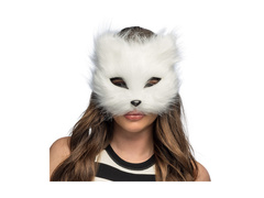 Mască de pluș cu pisică albă
