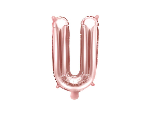 Balon din folie litera "U" roz și auriu - 35 cm