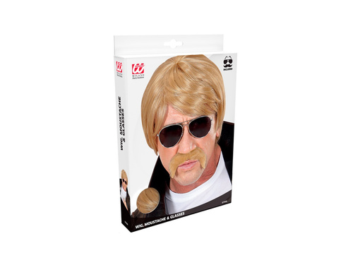 Agent cu perucă blondă cu mustață și ochelari de soare