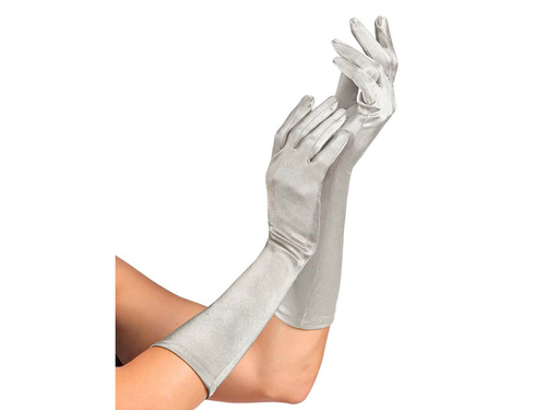 Mănuși de carnaval argintii - 40 cm