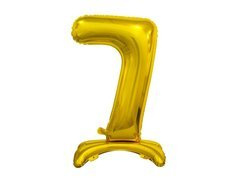 Balon din folie în picioare numărul 7 auriu - 74 cm