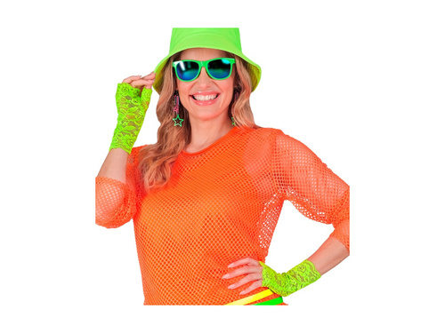 Mănuși din dantelă verde neon