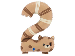 Balon din folie numărul 2 Cat - 57x88 cm - 1 buc.