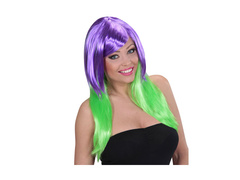 Peruca bicoloră violet și verde