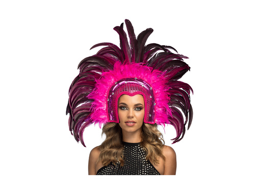 Coafură cu pene Samba roz