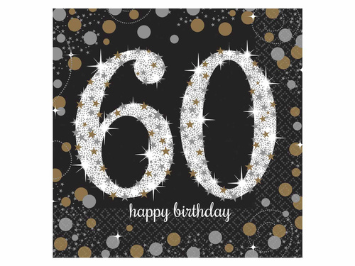 Șervețele pentru a 60-a aniversare - 33cm - 16 buc.
