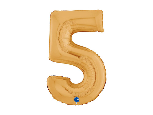 Balon din folie numărul 5 auriu - 26" - 1 buc.