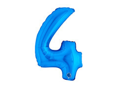 Balon din folie numărul 4 albastru - 14" - 1 buc.