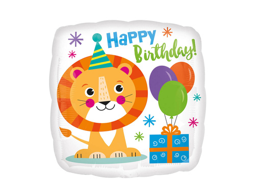 Balon de folie Happy Birthday Lion - 43 cm