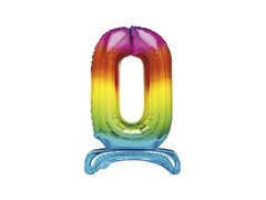 Balon vertical din folie număr 0 curcubeu - 76 cm - 1buc.