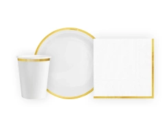 Set de hârtie albă cu margine aurie - 22 buc.
