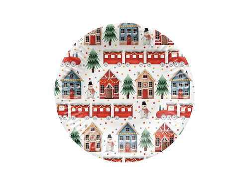 Farfurii de hârtie Christmas Town - 18 cm - 8 buc.