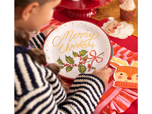 Farfurii de Crăciun Holly - 22,8 cm - 10 buc.