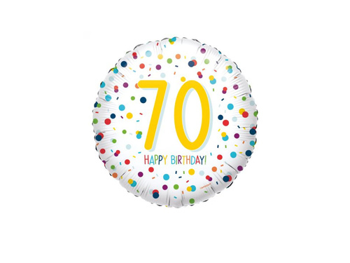 Balon folie confetti - a 70-a aniversare - 43 cm - 1 buc.