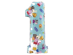 Număr 1 Peppa Pig balon de folie - 33x71 cm - 1 buc.