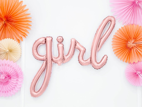 Foliu balon roz auriu Cuvânt fată - 77 x 70 cm