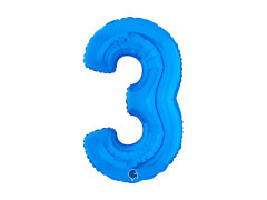 Balon din folie numărul 3 albastru - 26" - 1 buc.