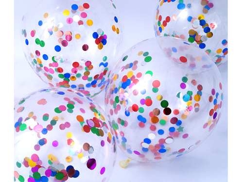 Baloane transparente cu confetti colorate - 30 cm - 100 buc.