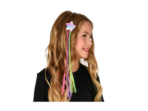 Stea holografică din paiete cu împletituri tricolore atașate - pentru o fată