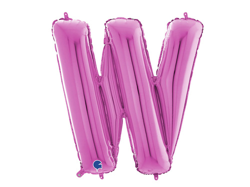 Fucsia litera W balon de folie - 66 cm - 1 buc.
