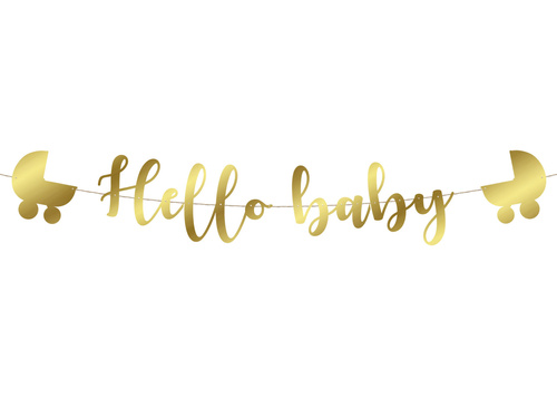 Hello Baby banner auriu - 110 cm - 1 buc.