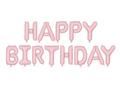 Balon cu folie Happy Birthday roz mat - 340 x 35 cm
