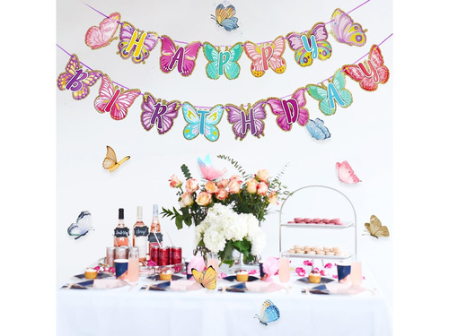 Hapy Birthday ghirlandă cu fluturi - 500 cm - 1 op.