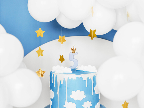 Numărul cinci lumânare albastră cu coroană - 5 - 1 buc.