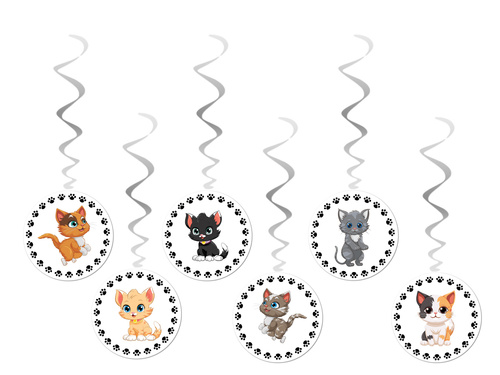 Decorațiune agățată pentru pisici aniversare - 6 buc.