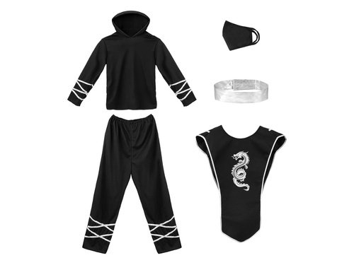 Costum războinic ninja negru - 1 buc.