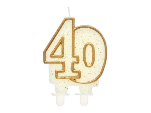 Lumânare pentru a 40-a aniversare cu margine aurie - 1 buc.