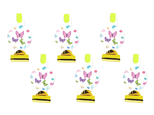 Fluierături trompetă Roll-up Fluturi - 6 buc