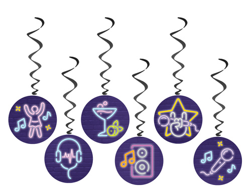 Disco Neon pandantiv porc decor - 6 buc.