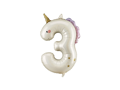 Unicorn balon de folie numărul 3 - 93 cm - 1 buc.