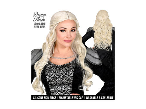 Peruca blonda lunga cu captuseala de silicon