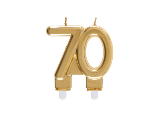 Lumânare aurie 70 de ani - 7,5 cm - 1 buc.