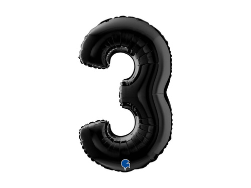 Balon din folie numărul 3 negru - 26" - 1 buc.