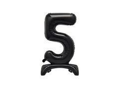 Balon din folie în picioare numărul 5 negru - 76 cm - 1buc.