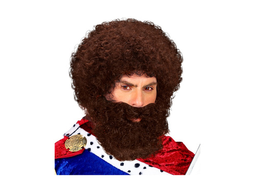 Peruca caveman maro creț cu barbă