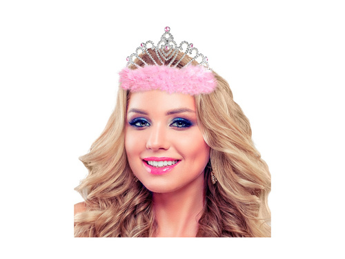 Tiară cu blană roz