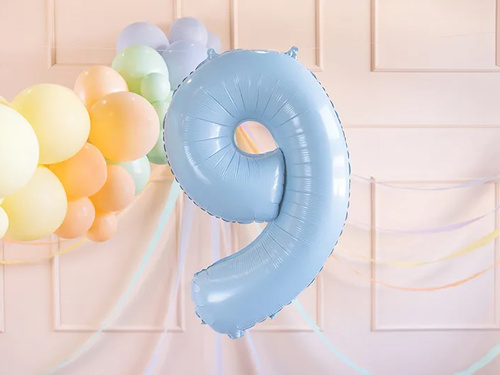 Balon din folie albastru cu numărul 9 - 72 cm - 1 buc.