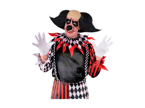 Cască de clovn sinistru cu păr negru