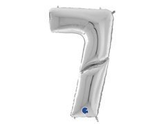Balon din folie numărul 7 argintiu - 163 cm - 1 buc.