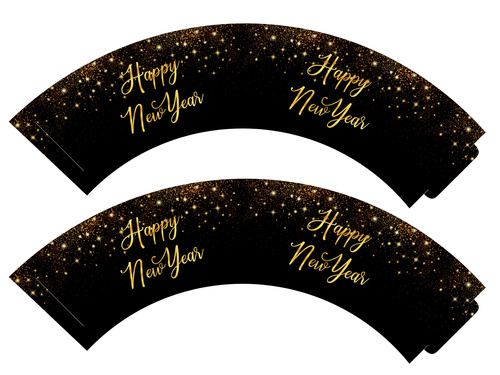 Garnituri strălucitoare pentru cupcakes Anul Nou Fericit - 6 buc.