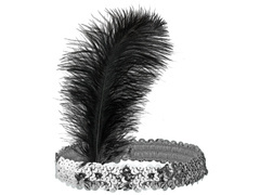 Bentiță retro argintie cu pene și paiete - 1 buc.